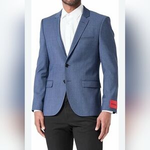 $398 Hugo Mens Micro-Grid Superflex Performance Suit Jacket Blazer